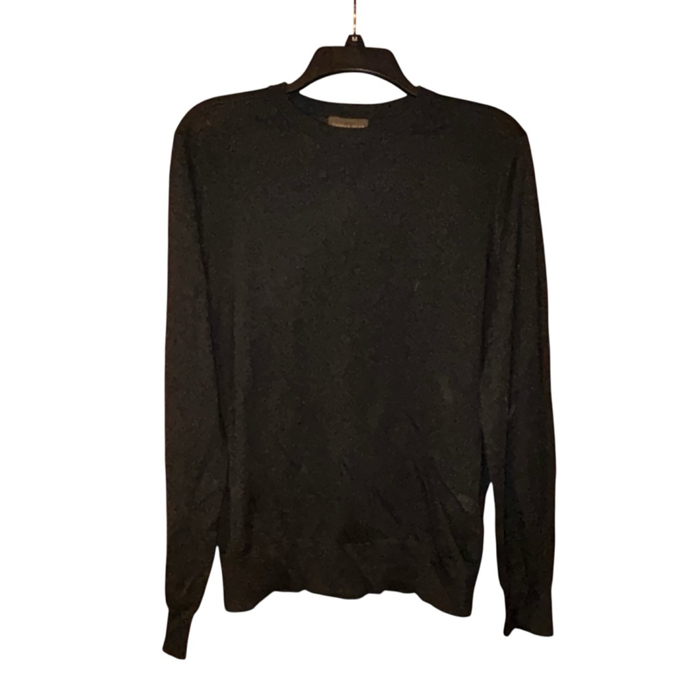 Thomas Dean Sweater Black Merino Wool Blend Crew Neck Mens Size‎ Small